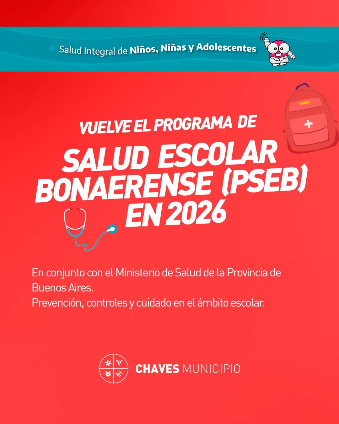 Chaves: vuelve el Programa de Salud Escolar Bonaerense 2026