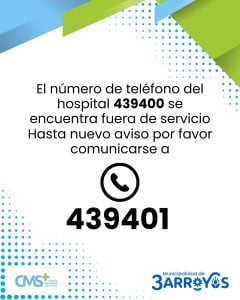 Hospital: Por llamadas, marcar 439401
