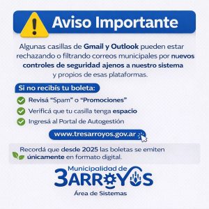 Información sobre la recepción de correos electrónicos municipales