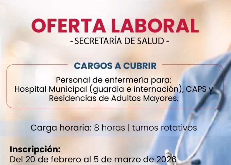 San Cayetano: concurso público para incorporar enfermeros
