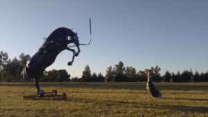 Exhiben monumento a “El Zorro” en Cascallares. Obra de Alan Arias