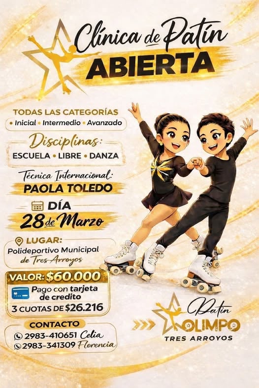 Olimpo invita a la comunidad a una clínica abierta de patín