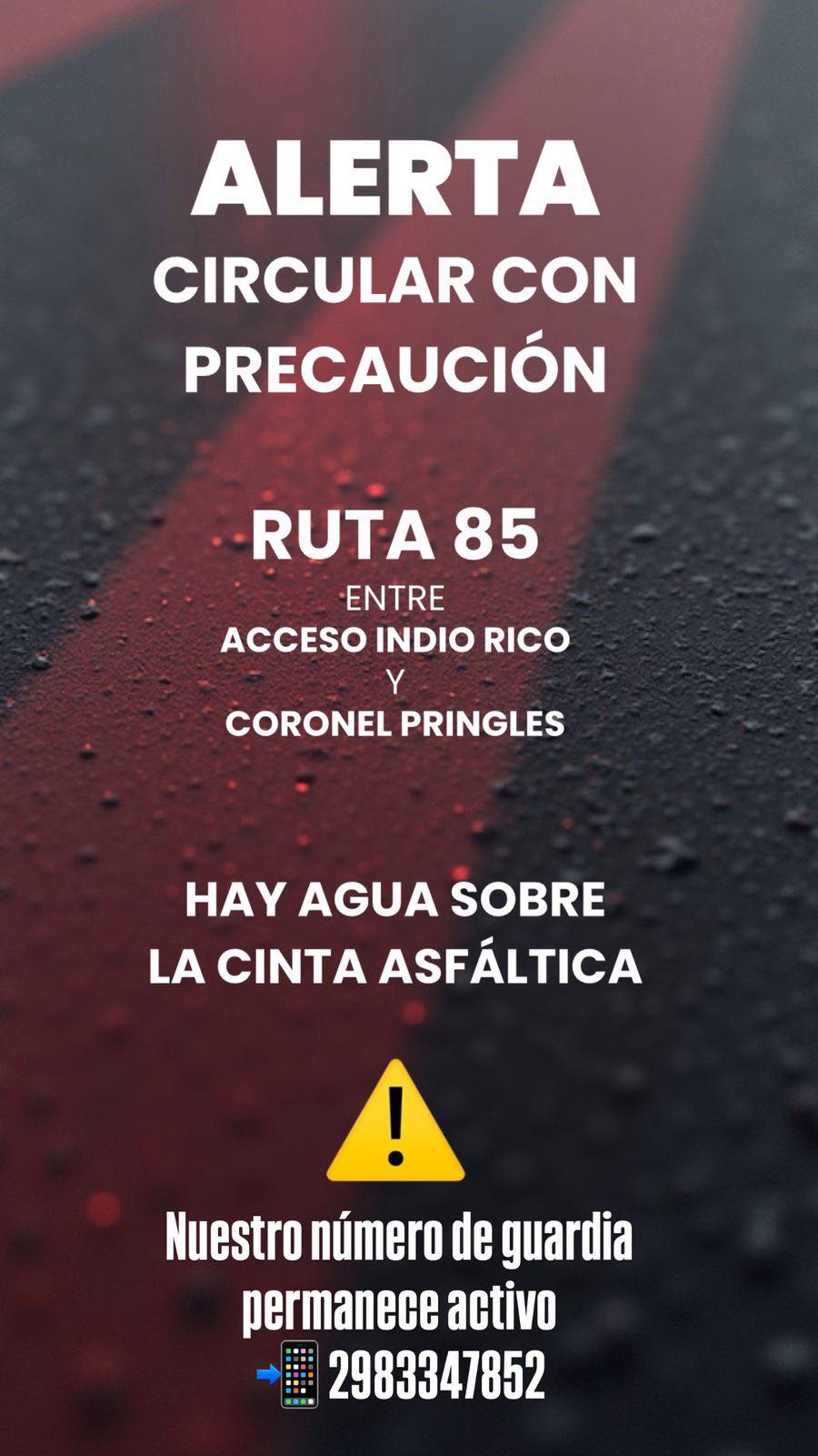 Los Bomberos de Indio Rico recomiendan circular con precaución