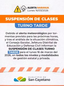 San Cayetano: por la tormenta, suspendieron las Clases turno mañana y tarde