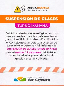 Suspenden clases en turno mañana en Tres Arroyos