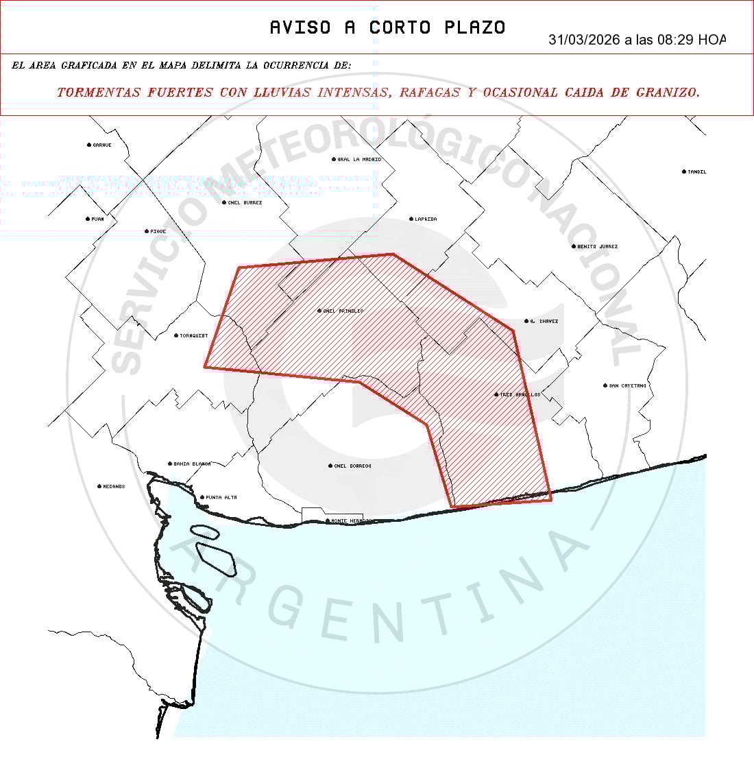 Alerta Meteorológica a corto plazo, en la zona de Chaves