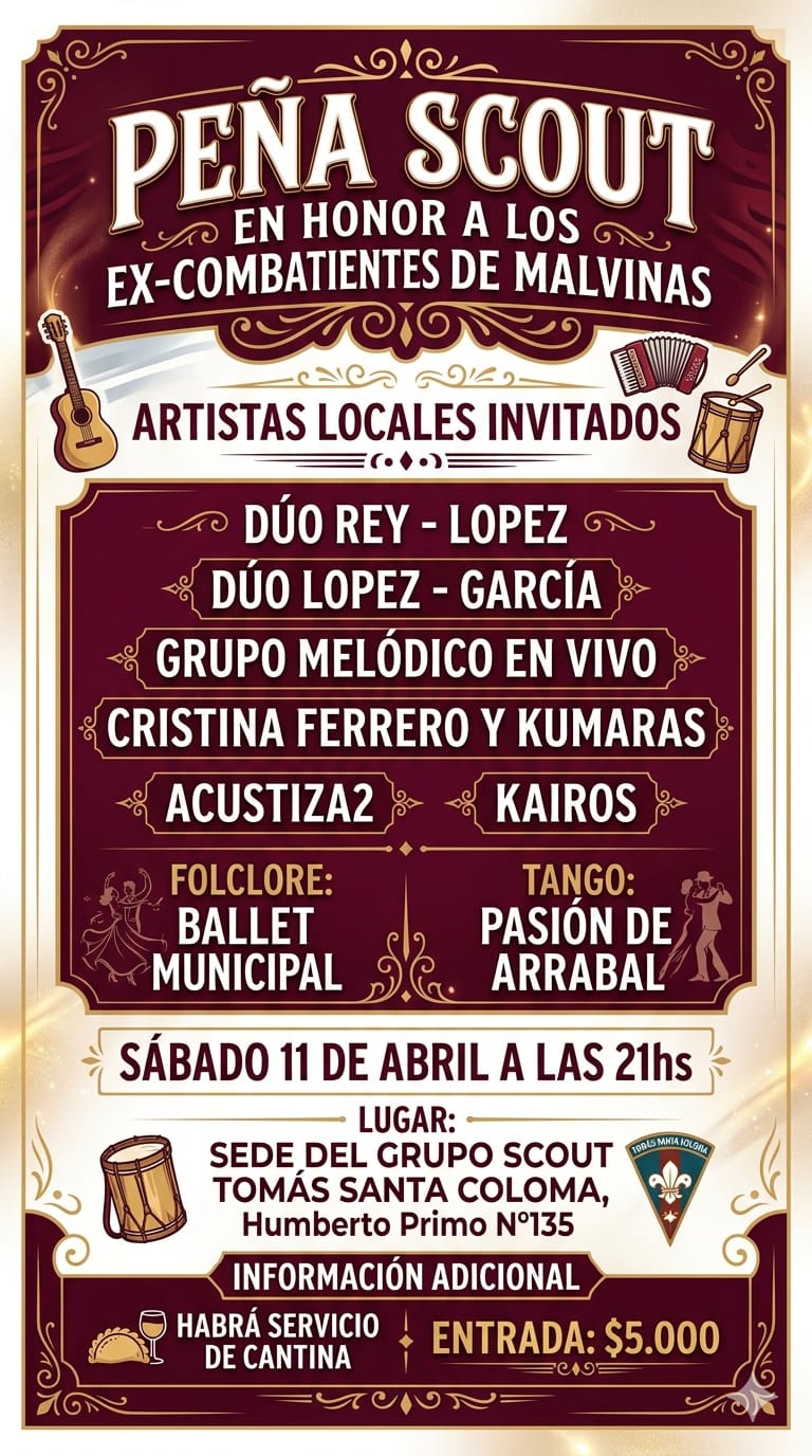 Se viene la Peña de Malvinas en la Casa Scout el 11 de abril