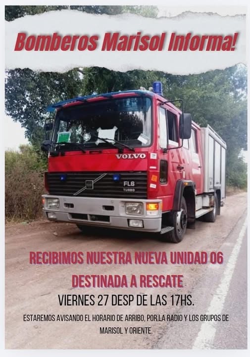 (audio)Marisol: la nueva unidad de los Bomberos Voluntarios llega este viernes