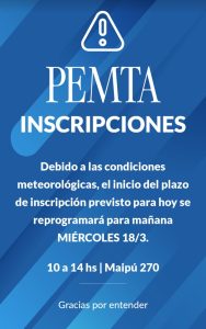 Por la lluvia reprograman inscripción al PEMTA