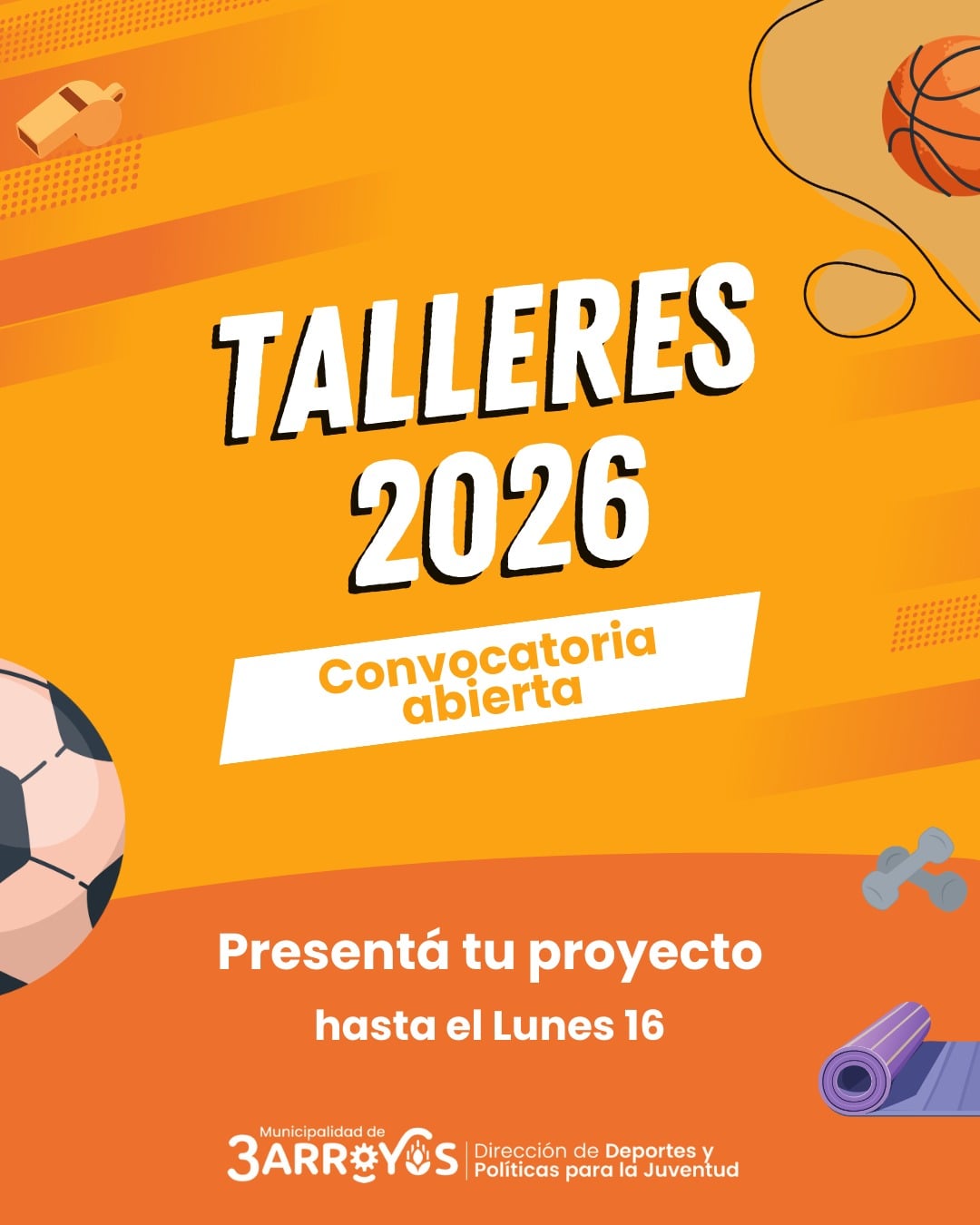 Deportes: convocatoria abierta para talleres 2026