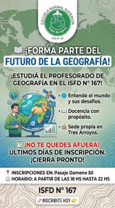 Últimos días para inscribirse al Profesorado de Geografía