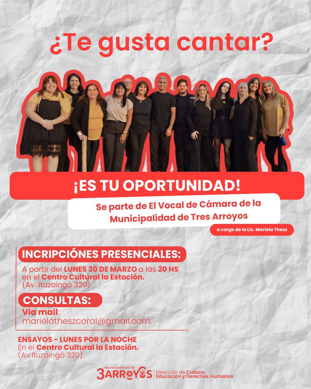 Convocatoria abierta para el Vocal de Cámara de Tres Arroyos