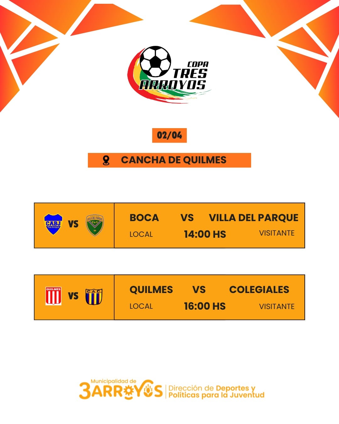 Copa Tres Arroyos: fecha y horarios, cuartos de final