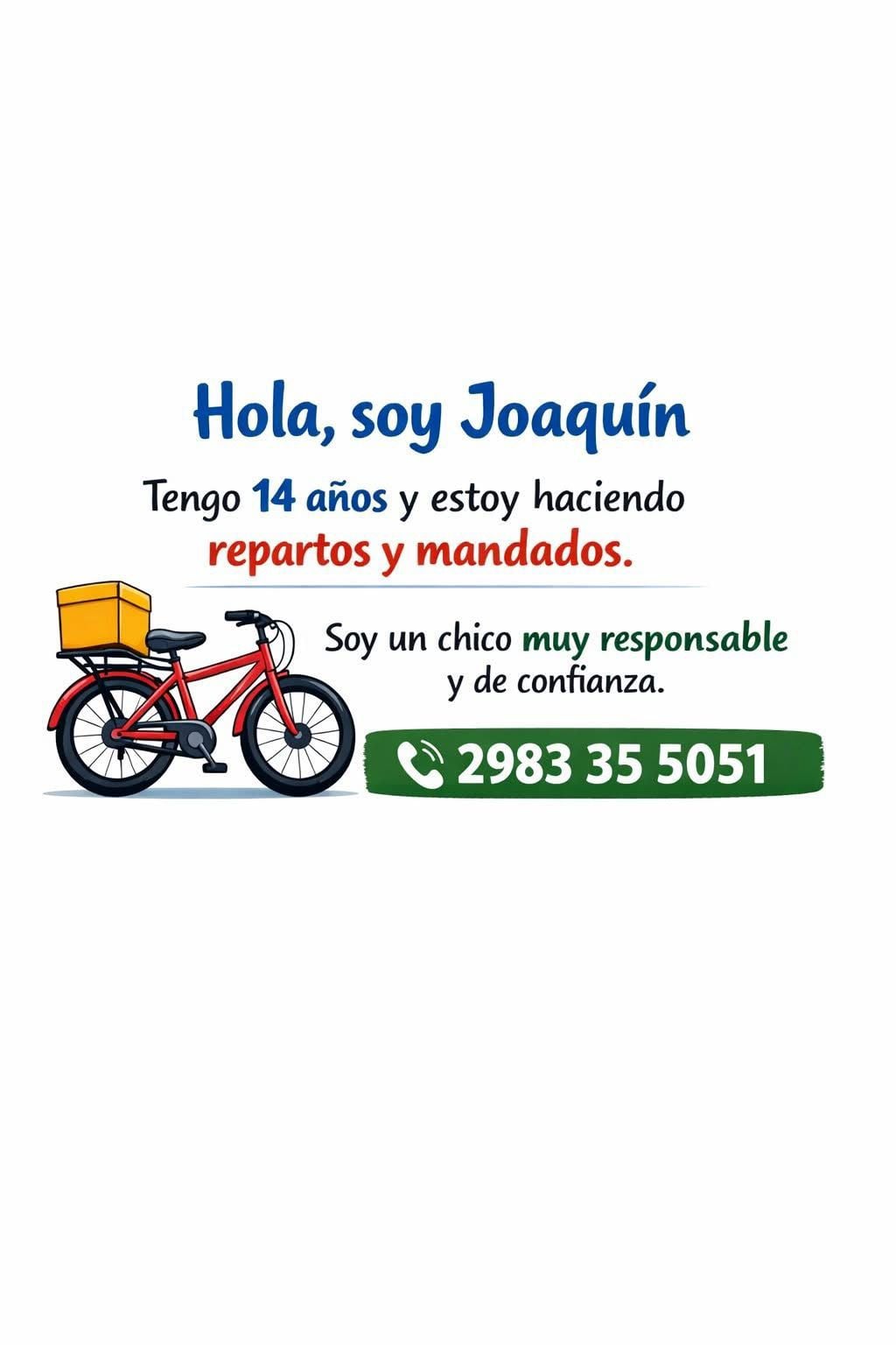 (Audio) Joaquin Avendaño, joven emprendedor que trabaja de repartidor en Tres Arroyos