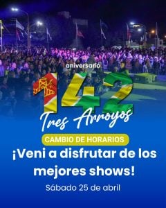 Tres Arroyos sigue celebrando su 142° aniversario con una nueva jornada para disfrutar en familia