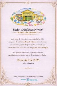 Chaves: invitan al Acto por el 50º Aniversario del Jardín Nº 903