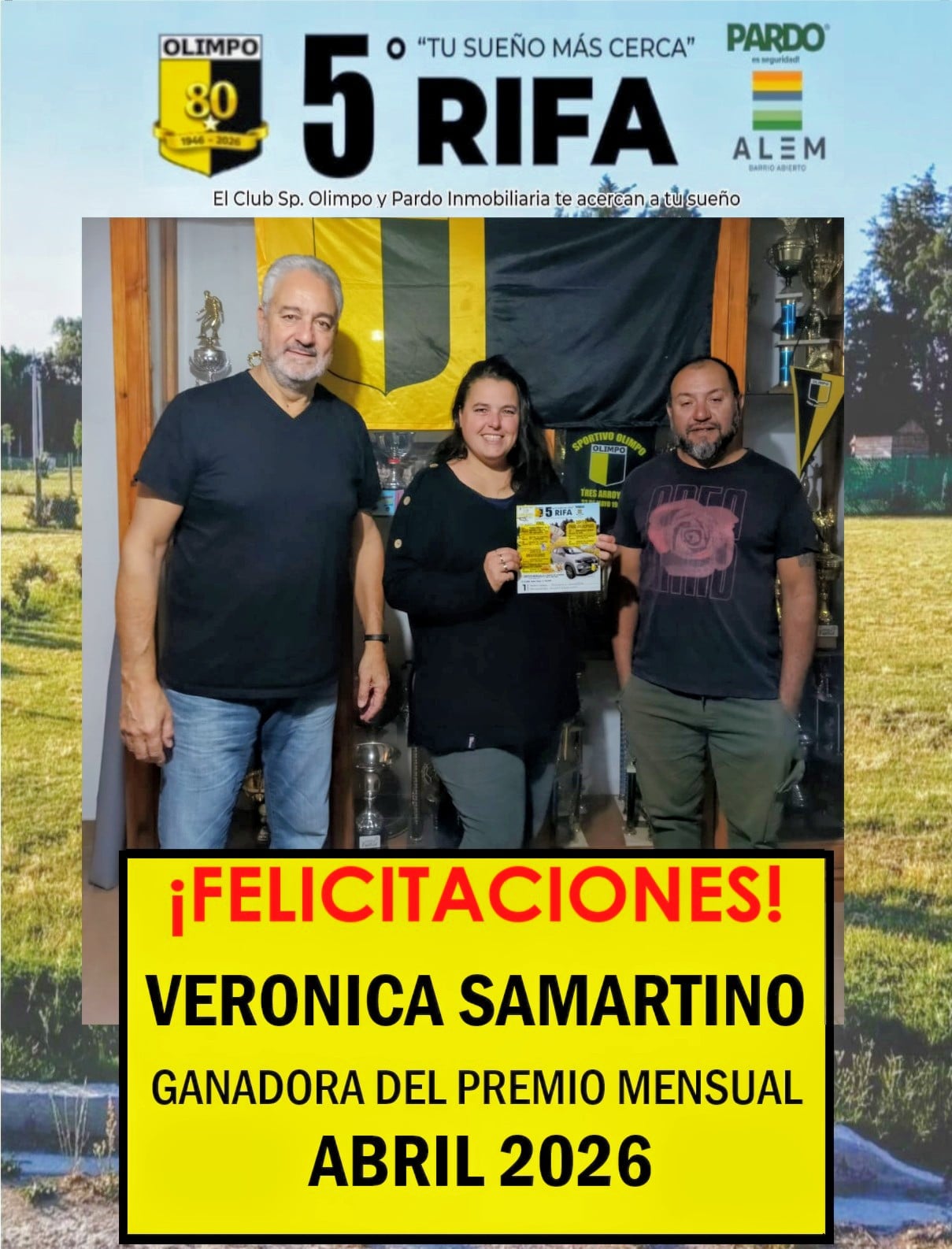 Verónica Samartino ganó el segundo sorteo mensual de la rifa de Olimpo