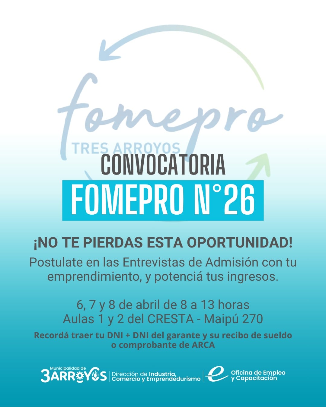 Inscripciones disponibles para el FOMEPRO 2026, destinado para emprendedores de todo el distrito