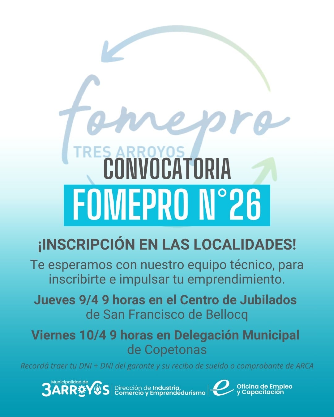 Comenzó el programa FOMEPRO en Bellocq y Copetonas