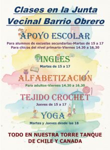 Apoyo escolar y actividades en la Junta Vecinal Barrio Obrero