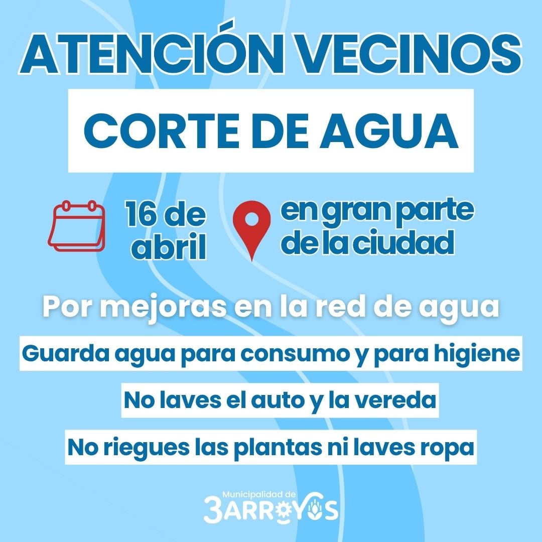Corte general del servicio de agua potable programado para este jueves