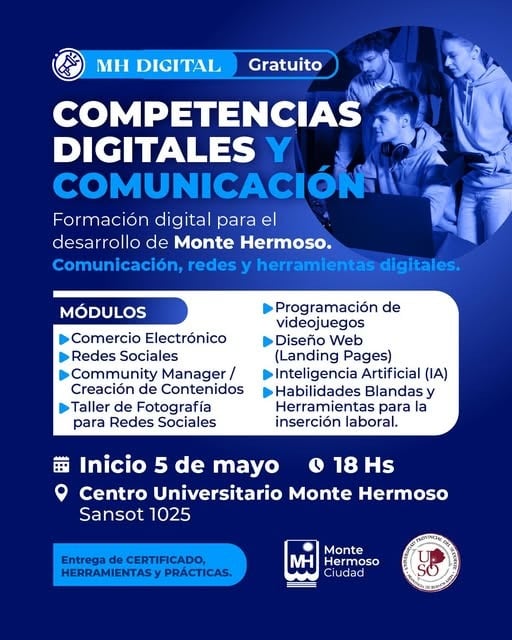 Monte Hermoso impulsa nuevas oportunidades de formación digital con entrega de herramientas