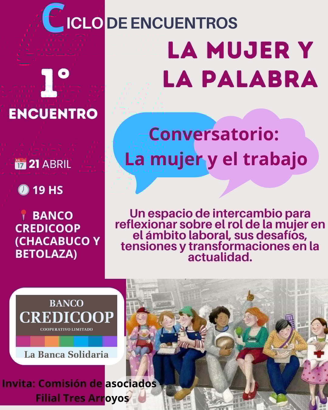 Por alerta meteorológico, reprograman conversatorio en el Banco Credicoop