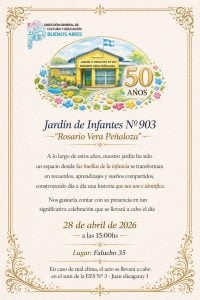 Chaves: El Jardín de Infantes 903 Rosario Vera Peñaloza conmemorará su 50° Aniversario