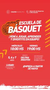 Chaves en el Polideportivo Municipal llevaran a cabo una escuela de Básquet