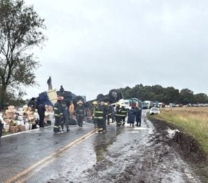 Este mediodía: Volcó el acoplado de camión a kilómetros de Pringles