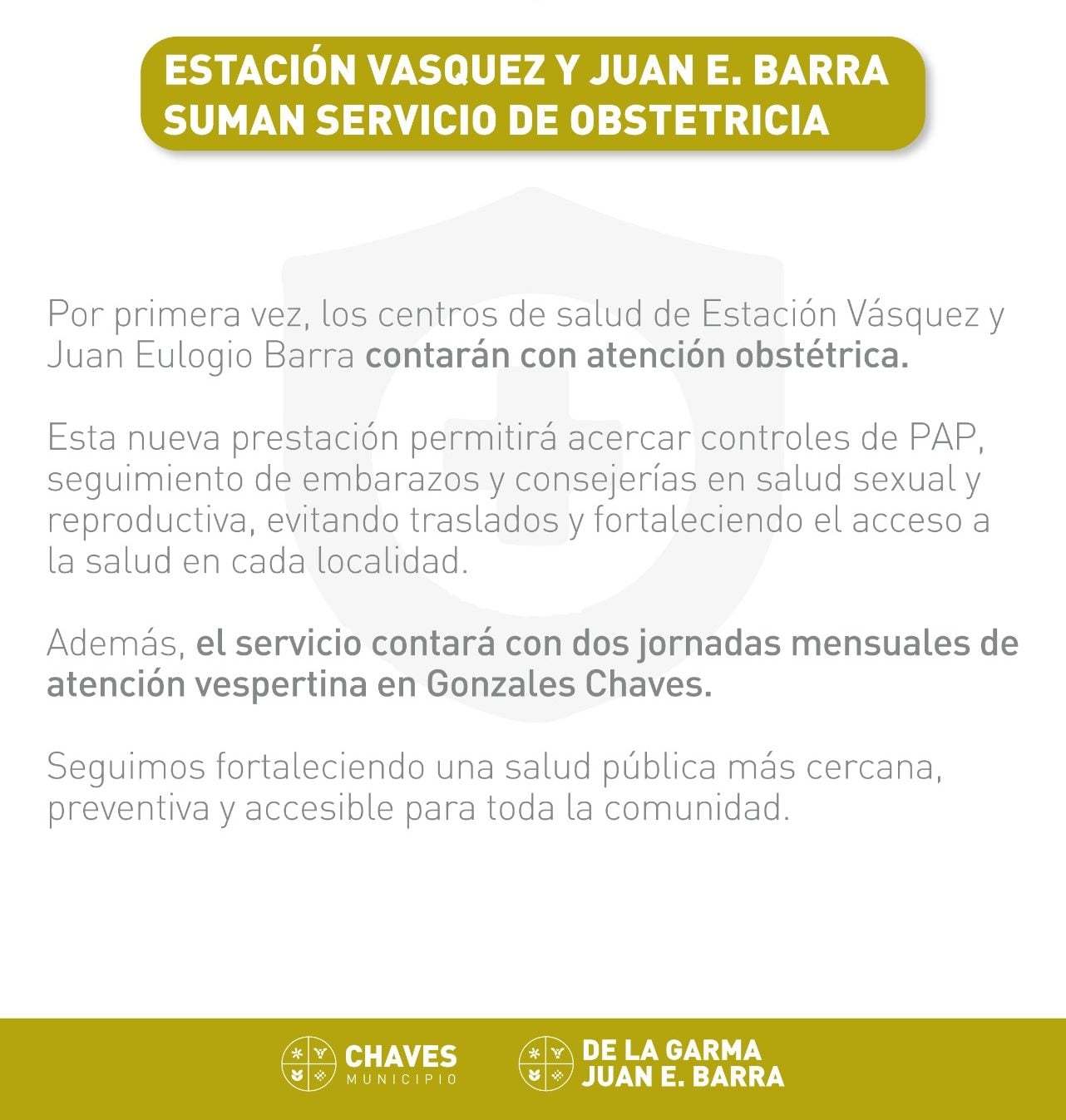 Estación Vásquez y Juan E. Barra suman por primera vez servicio de obstetricia en sus centros de salud