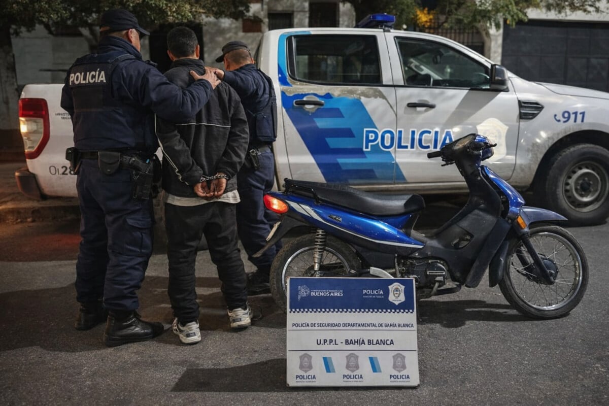 Bahia Blanca: rompió autos, robó una moto y se enfrentó a golpes con la policía