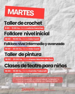 Abren las inscripciones para los talleres gratuitos del Centro Cultural La Estación