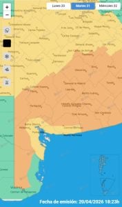 Elevan de amarilla a naranja la alerta por lluvias para Tres Arroyos