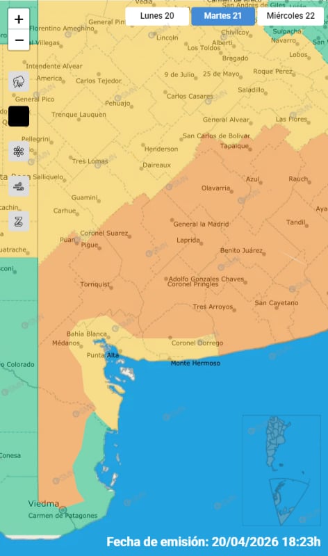 Elevan de amarilla a naranja la alerta por lluvias para Tres Arroyos