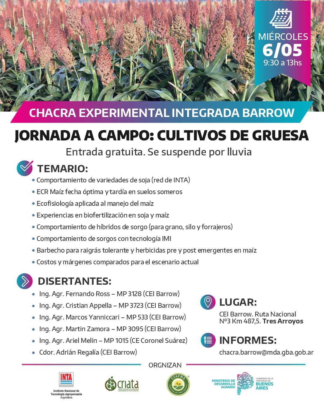 Jornada de cultivos de gruesa en la Chacra de Barrow