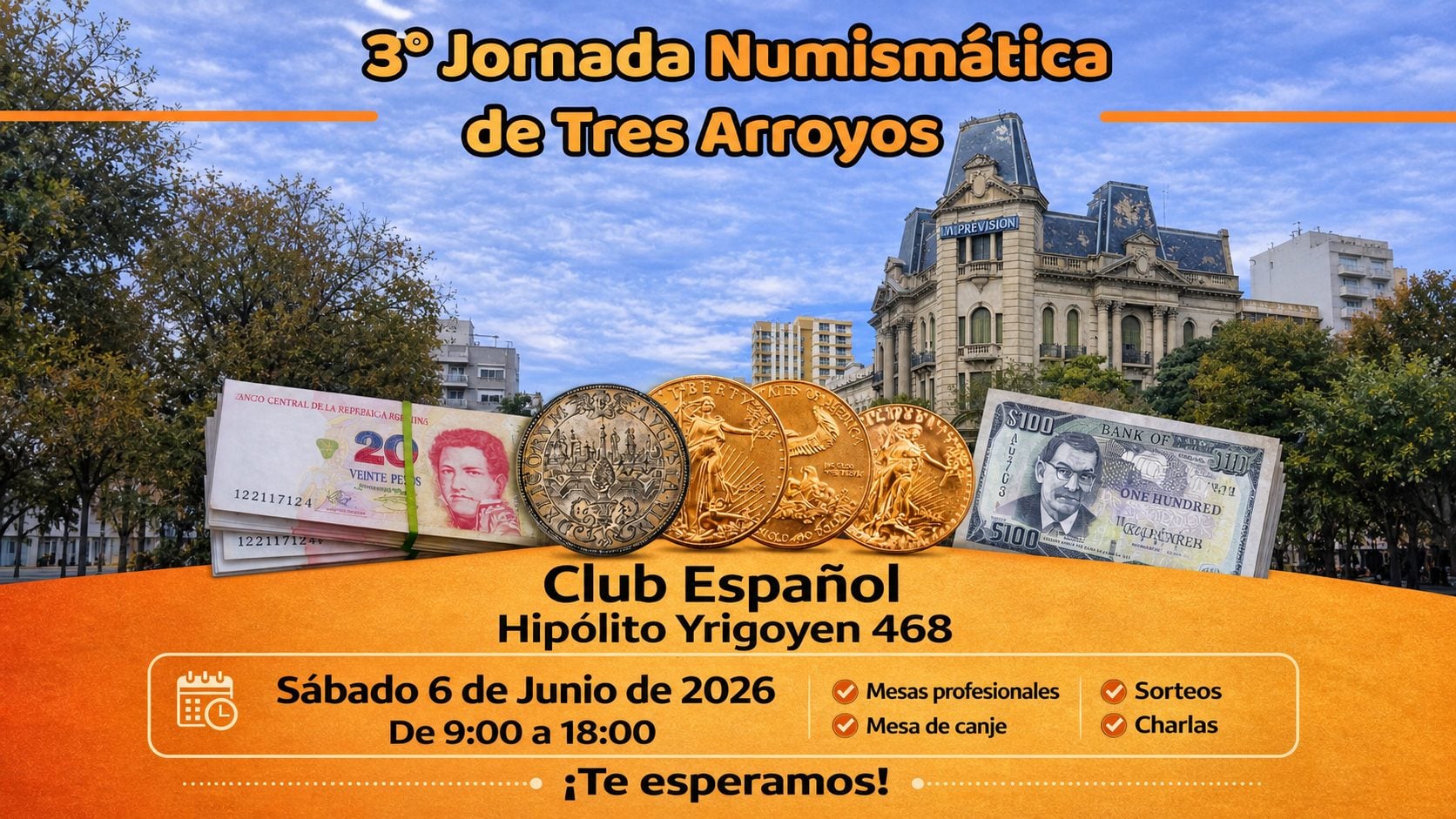 Tres Arroyos será sede de la 3° Jornada Numismática