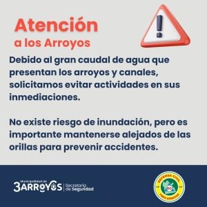 Alerta por el aumento del caudal en arroyos y canales de la ciudad