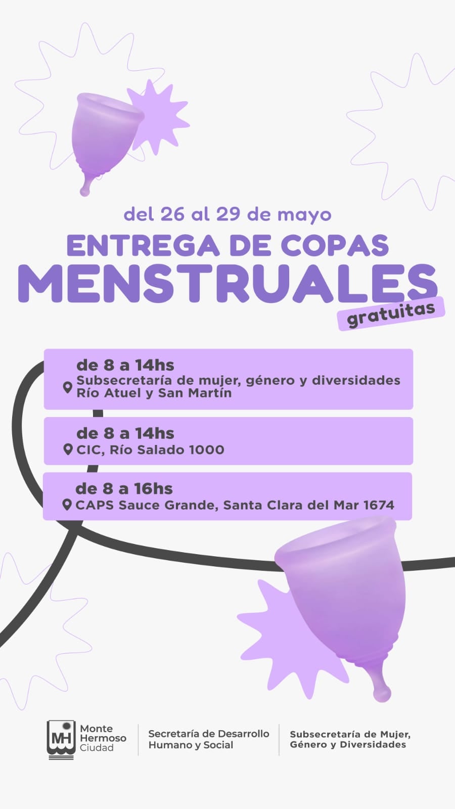 Entrega gratuita de copas menstruales en Monte Hermoso