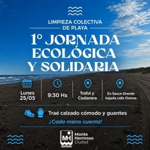 Jornada de limpieza en la playa de Monte Hermoso