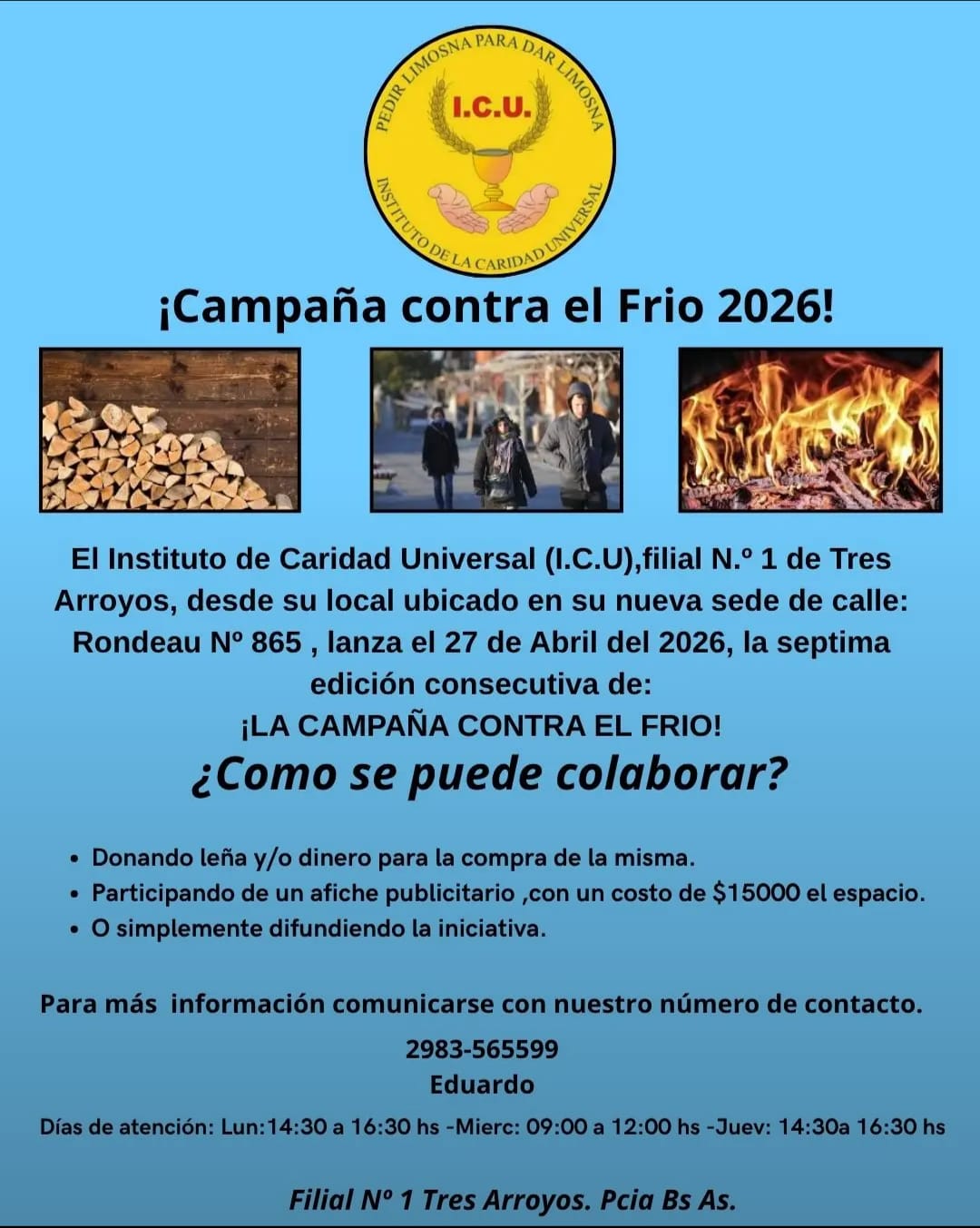 (Audio)Instituto de la Caridad Universal inició su 7º campaña contra el Frio