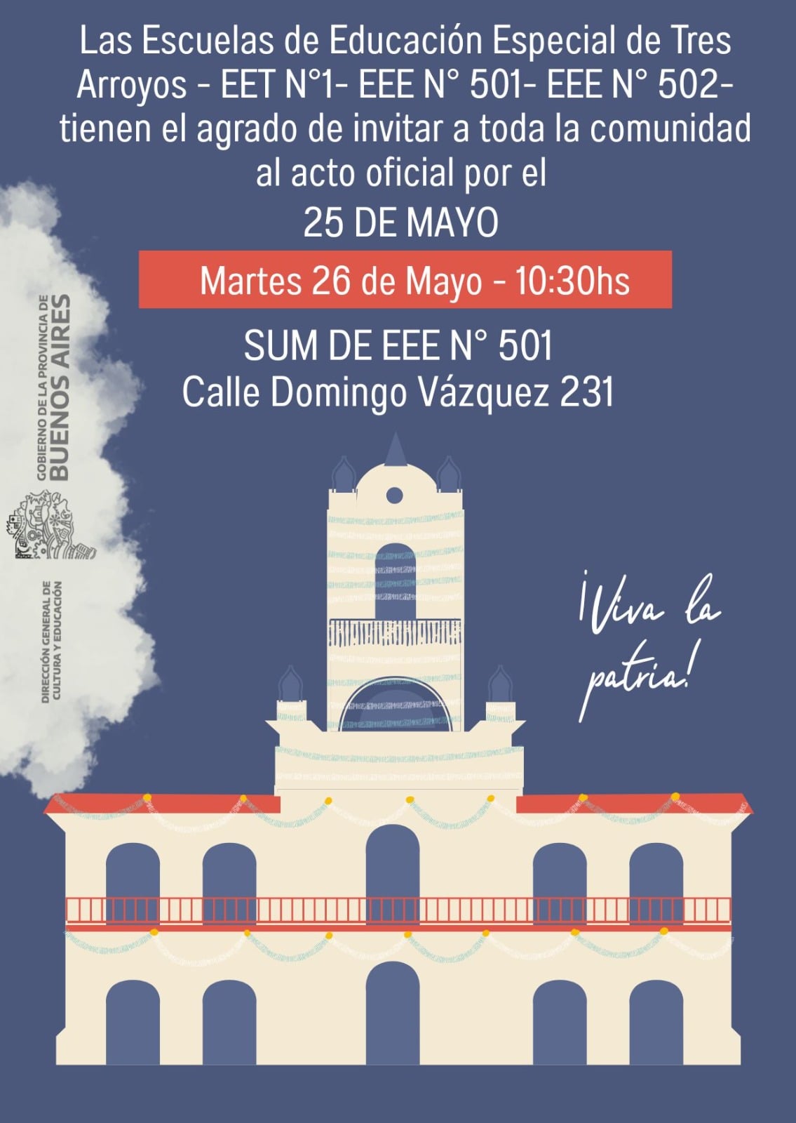 Educación: Convocatoria al Acto Oficial por la Revolución de Mayo