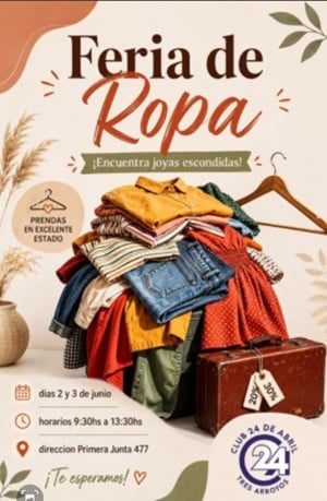 2 y 3 de Junio: Feria de Ropa Club Tres Arroyos 24 de Abril