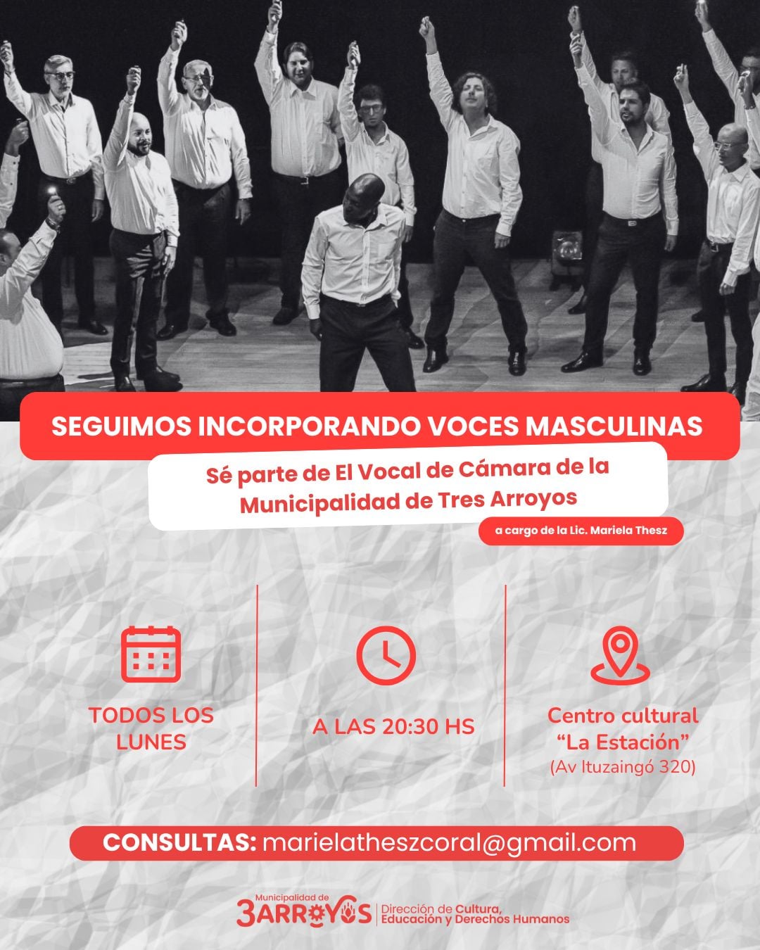 El Vocal de Cámara continua incorporando voces masculinas para canto coral