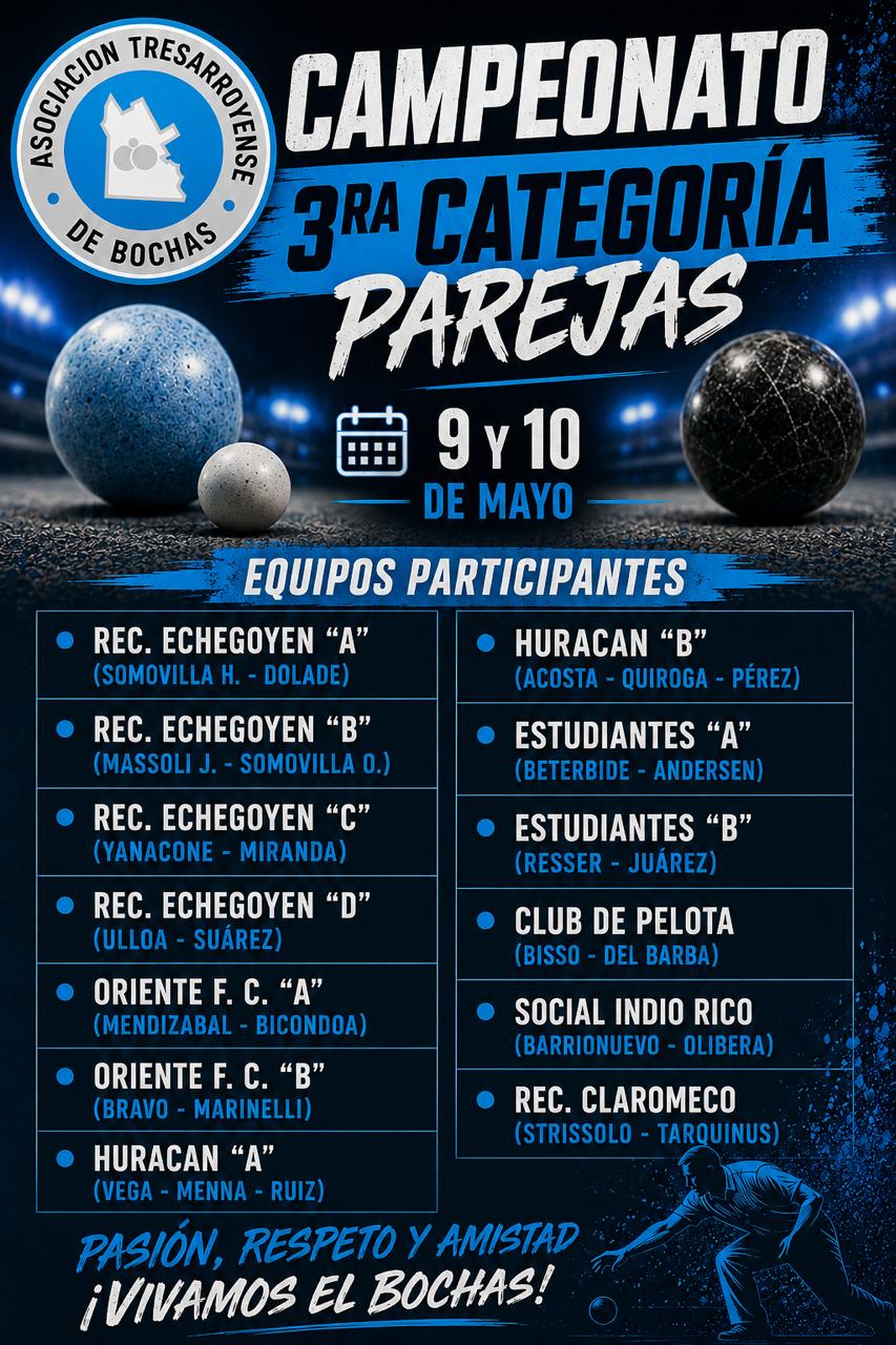 Bochas: este fin de semana se juega el Campeonato de 3° categoría en parejas