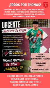 Todos por Thomas: Arquero de ACDC debe ser operado con urgencia (audio)