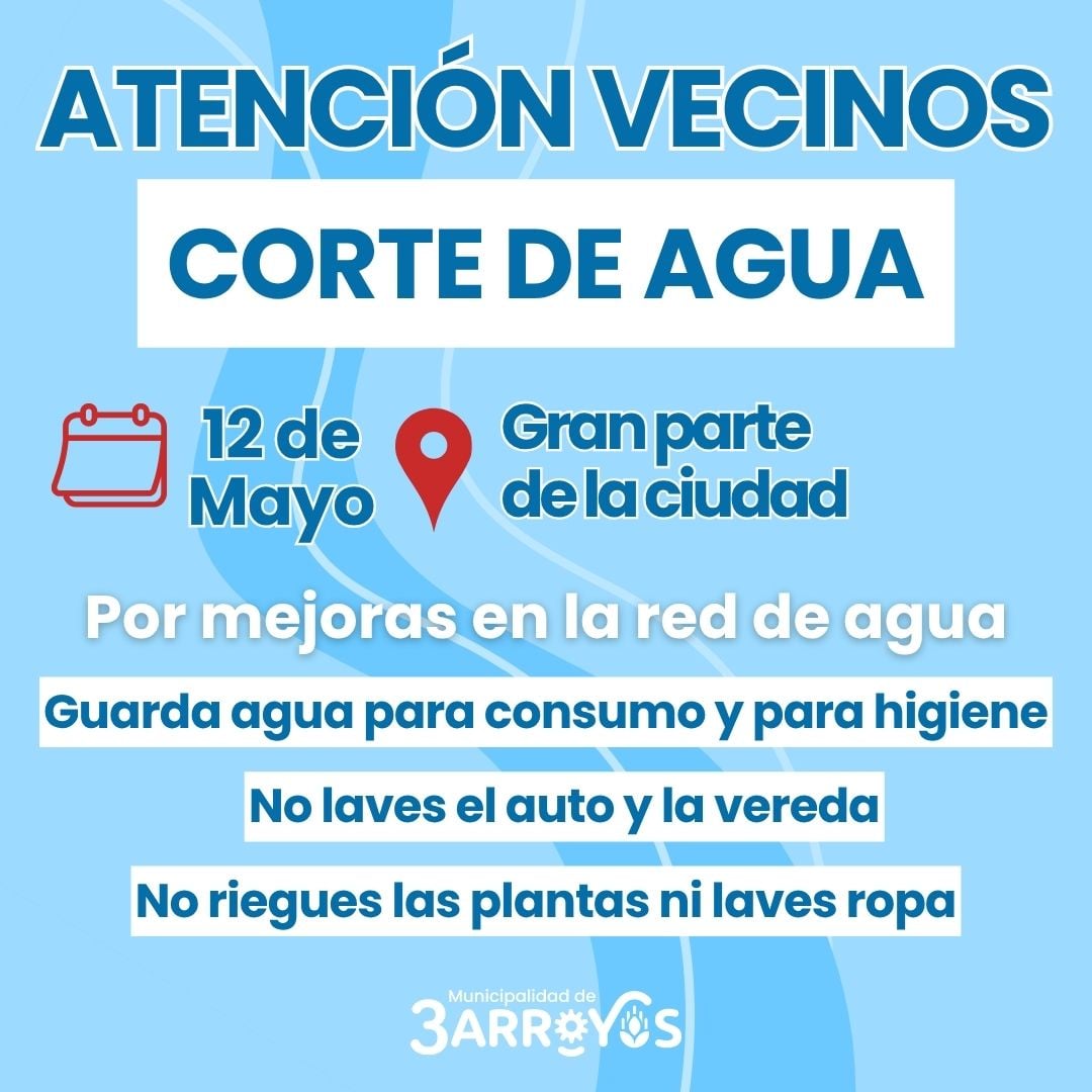 Este martes: Nuevo corte de agua por la obra de anillado