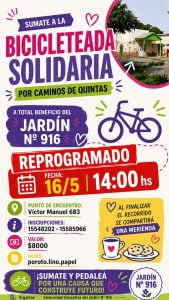 Este sábado es la bicicleteada del Jardín 916