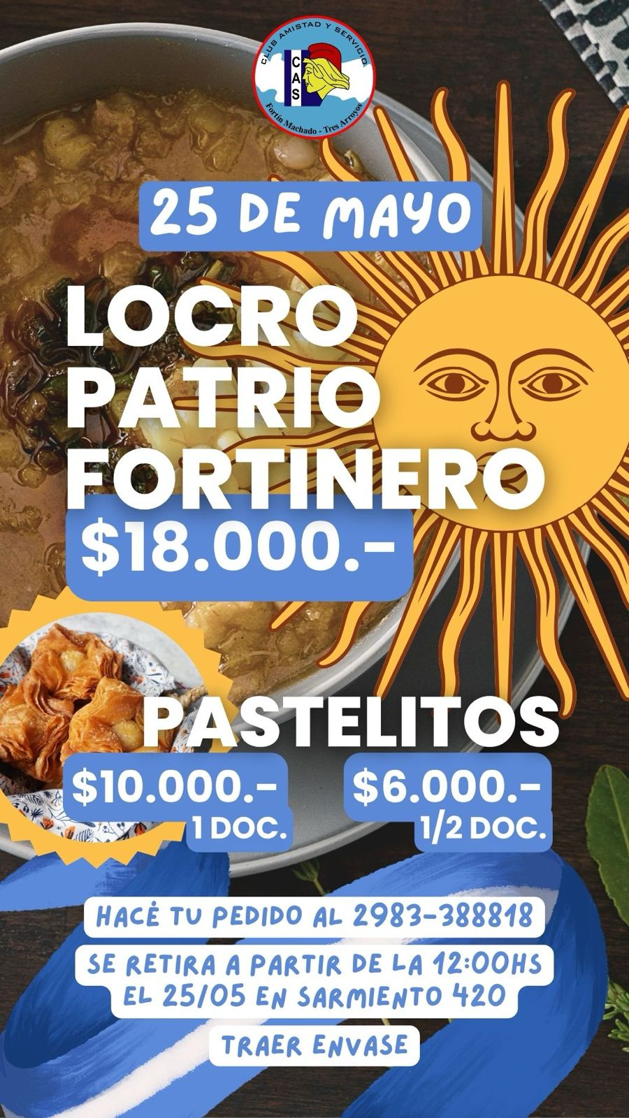 El CAS Fortin Machado hará un Locro Patrio este lunes