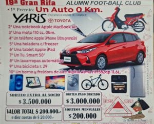 Alumni festejó sus 104 años y sorteó la rifa del auto